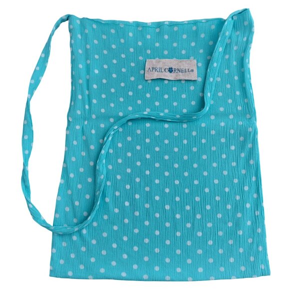 April Cornell Boho Cottagecore Blue Polka Dot Tote Crossbody Bag New Without Tag - Picture 1 of 5